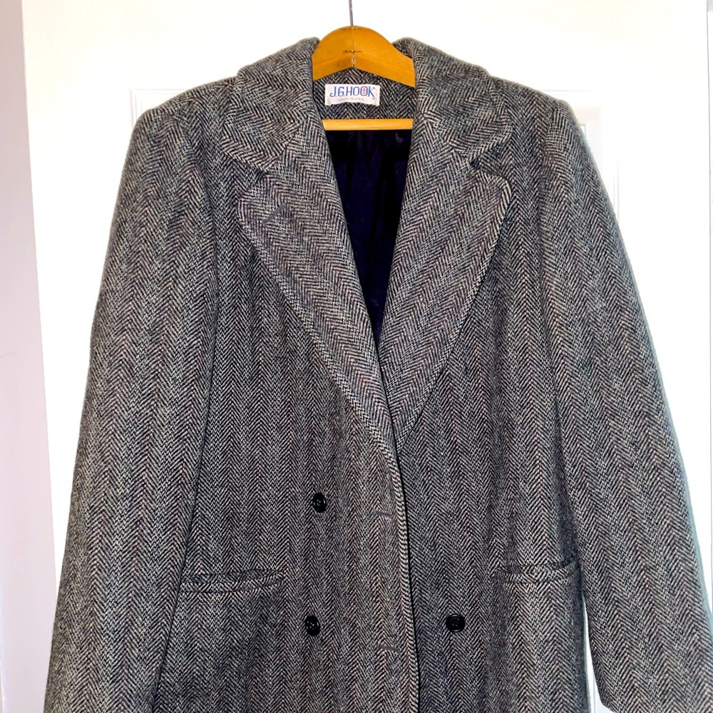Vintage 100% wool dress coat with deep purple lining. Made in USA